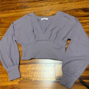 Free People All Nighter Long Sleeve Surplice Crop Top